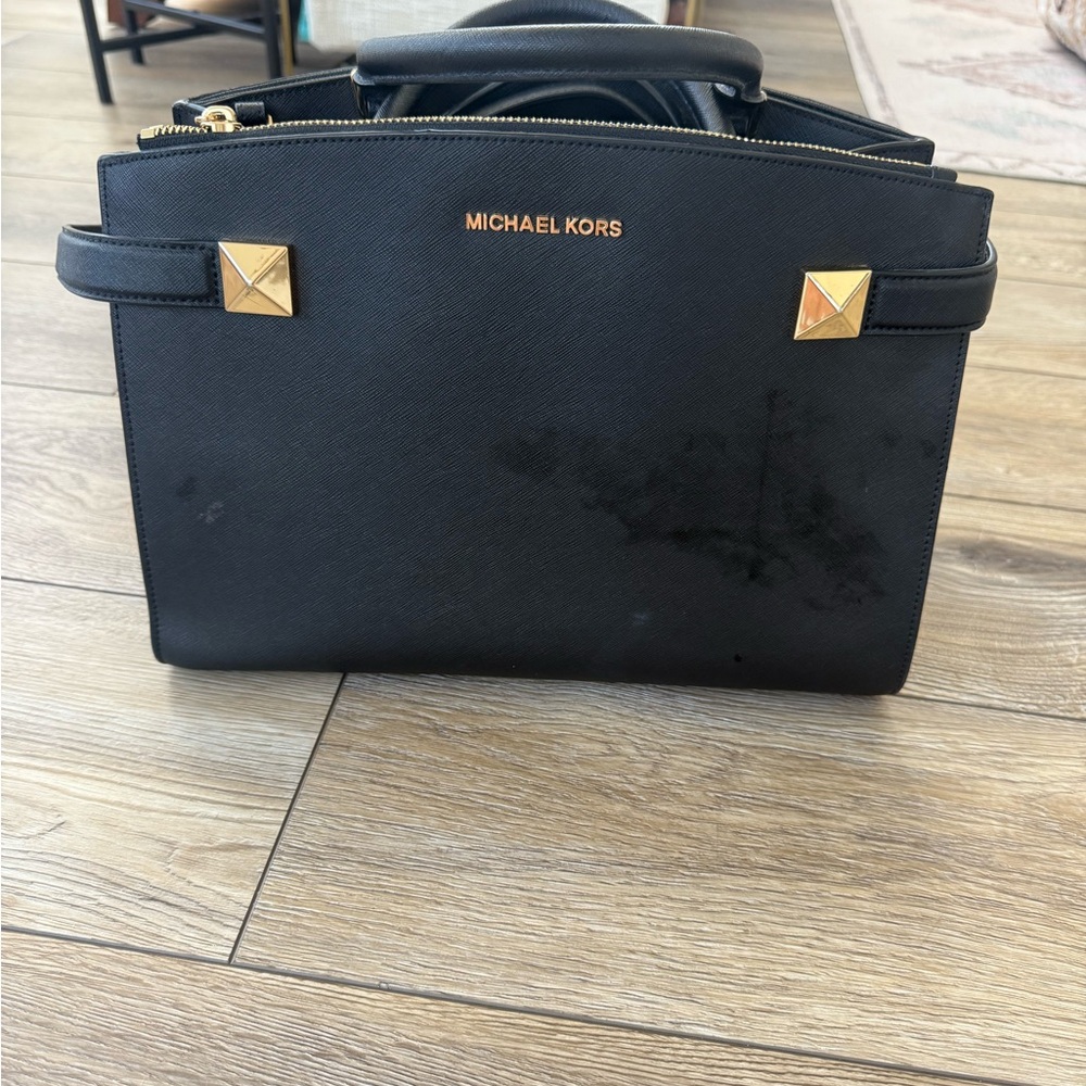 Michael Kors Black Tote with Gold Details